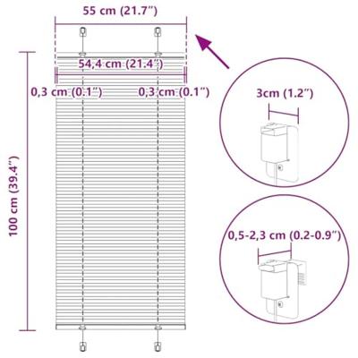 Plissé rolgordijn 55x100 cm stofbreedte 54,4 cm polyester crème
