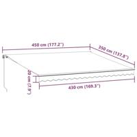 Luifel handmatig uittrekbaar 450x350 cm antraciet en wit - thumbnail