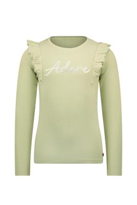 MAYCE Meisjes shirt rib ruffel - Pistache groen
