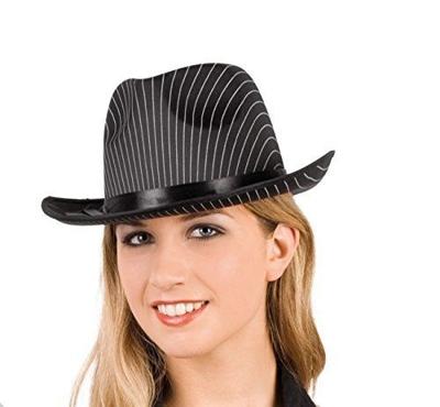 Al Capone hoed vilt zwart met streepjes