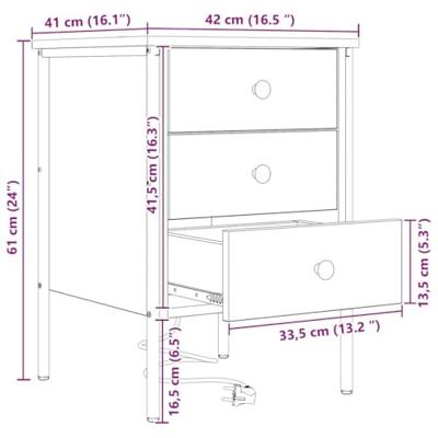 Nachtkastje 2 pcs Sonoma eiken 42 x 41 x 61 cm Bewerkt hout