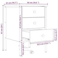 Nachtkastje 2 pcs Sonoma eiken 42 x 41 x 61 cm Bewerkt hout - thumbnail