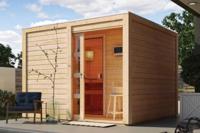 Karibu | Cuben Buitensauna met Voorruimte | Kachel 9 kW Externe Bediening - thumbnail