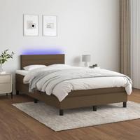 Boxspring met matras en LED stof donkerbruin 120x200 cm - thumbnail