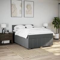 Boxspring met matras stof donkergrijs 140x200 cm - thumbnail