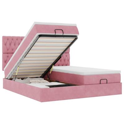 Ottoman bed met matrassen en LED's 160x200cm fluweel roze