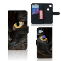 Google Pixel 3A Telefoonhoesje met Pasjes Zwarte Kat - thumbnail