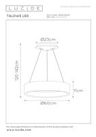 Lucide TALOWE LED - Hanglamp - Ø 60 cm - LED Dimb. - 1x39W 3000K - Zwart - thumbnail