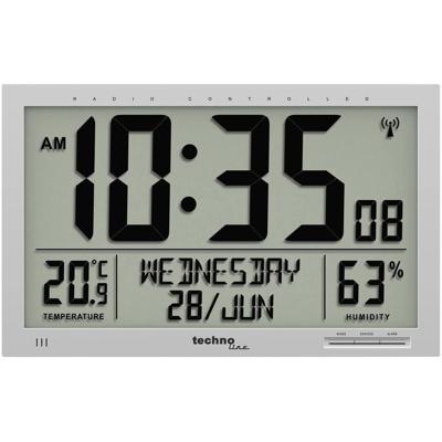 Techno Line WS 8013 Wandklok Zendergestuurd 369 mm x 229 mm x 24 mm Zilver Groot display Techno Line WS 8013 Wandklok Zendergestuurd 369 mm x 229 mm x 24 mm Zilver Groot display