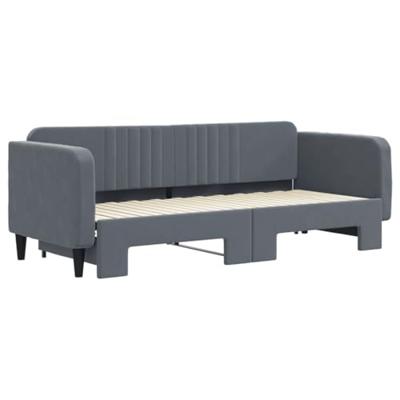Slaapbank met onderschuifbed 80x200 cm fluweel donkergrijs