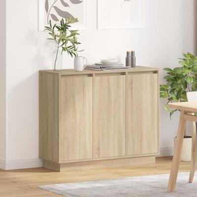 LED Sideboard Sonoma Eiken 90 x 32 x 75 cm Bewerkt hout