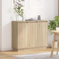 LED Sideboard Sonoma Eiken 90 x 32 x 75 cm Bewerkt hout - thumbnail