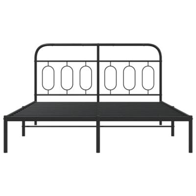 Bedframe met hoofdbord metaal zwart 140x190 cm