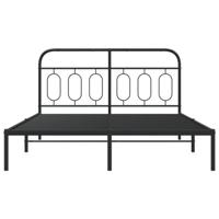 Bedframe met hoofdbord metaal zwart 135x190 cm - thumbnail
