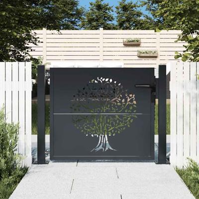 Poort 100x100 cm met boomontwerp staal antracietkleurig