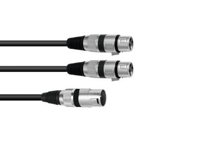 Omnitronic 30225210 XLR Adapterkabel [1x XLR-stekker 3-polig - 2x XLR-bus 3-polig] 1.50 m Zwart