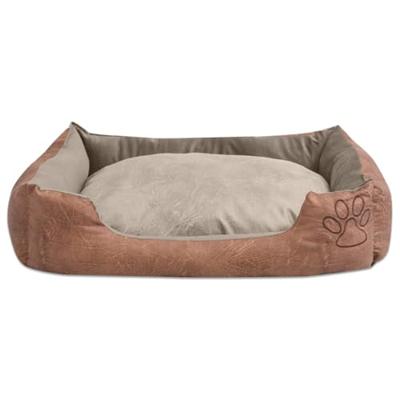 vidaXL Hondenbed Kussen PU-Kunstleer Maat L Beige Honden Bed Matras Mand