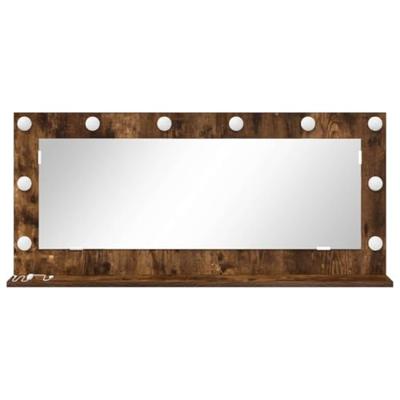 VidaXL Schmink spiegel rechthoekig gerookt eiken 100 x 45 x 18 cm