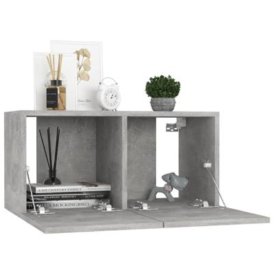6-delige Tv-meubelset bewerkt hout betongrijs - thumbnail