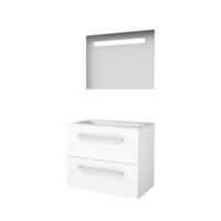 Basic-Line Economic 46 Badkamermeubelset - 80 x 46 cm - Met Grepen - 2 Lades - Acryl Wastafel - 1 Kraangat - Spiegel met LED Verlichting - Ice White - thumbnail