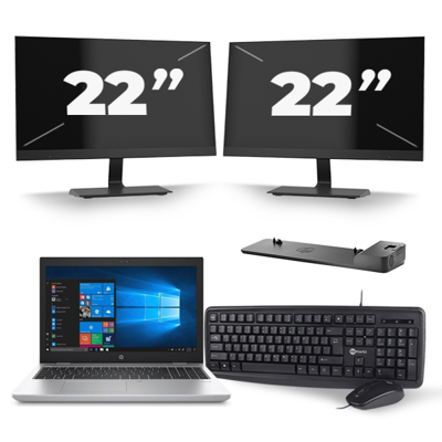 HP ProBook 650 G4 - Intel Core i5-8e Generatie - 15 inch - 16GB RAM - 256GB SSD - Windows 11 + 2x 22 inch Monitor