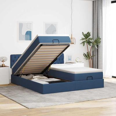 Ottoman bed met matrassen 180x200cm stof blauw