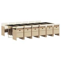 13-delige Tuinset met kussens poly rattan beige - thumbnail