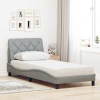 Bed met matras stof lichtgrijs 90x200 cm - thumbnail