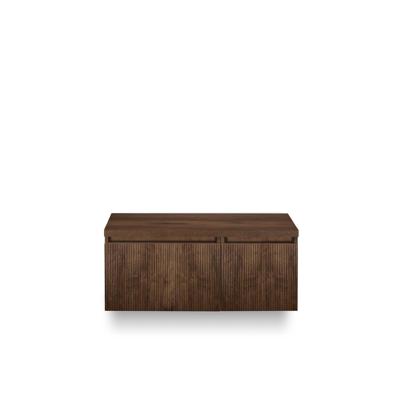 Frozen 3d Badmeubelset 100 cm - Greeplijst in kleur - Wastafel Onderkast - met Bovenblad Dark Oak