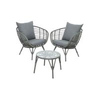 Evora bistroset wicker grijs Decoris - Decoris - thumbnail