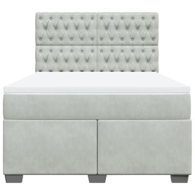 Boxspring met matras fluweel lichtgrijs 140x200 cm