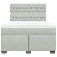 Boxspring met matras fluweel lichtgrijs 140x200 cm - thumbnail