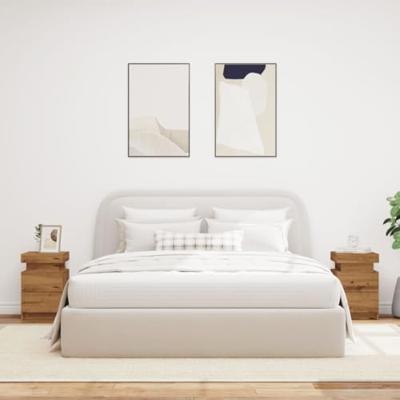 Nachtkastjes 2 st met LED 35x39x55 cm hout artisanaal eiken