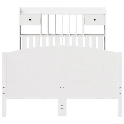 Bed met boekenkast zonder matras grenenhout wit 160x200 cm - thumbnail