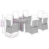 7-delige Tuinset met kussens poly rattan zwart - thumbnail