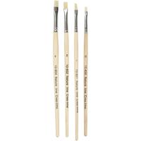 Creativ Company Nature line kwasten, afm 00+1+2+4, l: 18,5-19 cm, b: 5-7 mm, plat, 4 stuk/ 1 doos - thumbnail