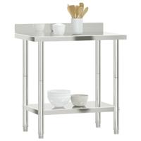 Keukenwerktafel met spatscherm 82,5x55x93 cm roestvrij staal - thumbnail