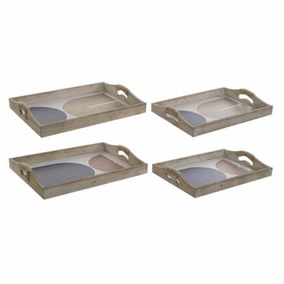 Dienblad DKD Home Decor 40,6 x 30 x 6 cm Beige Blauw Hout MDF (2 Stuks) Dienblad DKD Home Decor 40,6 x 30 x 6 cm Beige Blauw Hout MDF (2 Stuks)