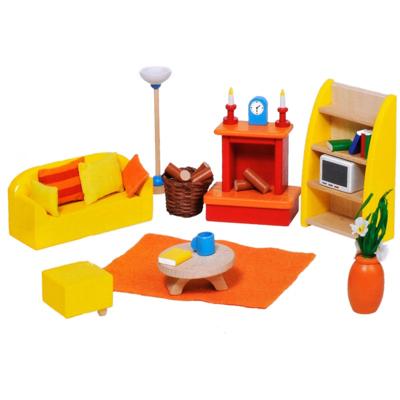 Goki poppenhuis meubeltjes woonkamer, 24dlg.