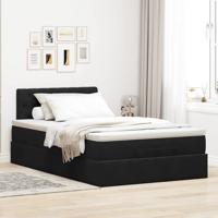 Ottoman bed met matras en LED's 180x200cm fluweel zwart - thumbnail