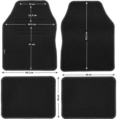 Petex voetmat "florida 3 car carpet florida3 gr.0 black 4-piece