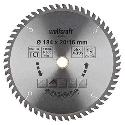 Wolfcraft Handcirkelzaagblad | HM | 56 Zähne | Ø184 x 20/16mm | 1 stuk - 6632000