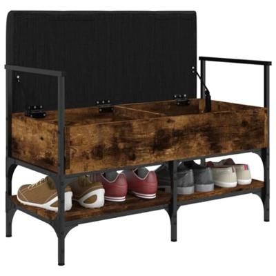 Schoenenbank 85,5x42x57,5 cm bewerkt hout gerookt eikenkleurig