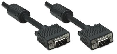 Manhattan SVGA monitorkabel met ferrietkernen (HD15-stekker naar HD15-stekker) 10 m zwart 317696
