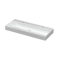 INK Unit Wastafel Porselein met 2 Kraangaten incl. Porseleinen Click Plug - 1000x400x100 mm - Glans Wit - thumbnail
