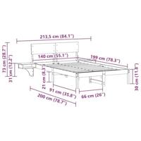 Bedframe met nachttafels Bruin 140 x 190 cm Massief grenenhout - thumbnail