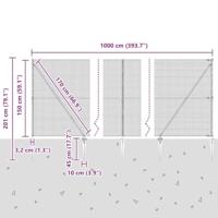 VidaXL Afrasteringspaal zilver 10 x 1,5 m (16 x 16 mm gaas) staal - thumbnail