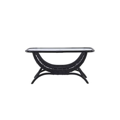 Nohr Loungetafel 'Britini' Rattan en glas, 95 x 60cm, kleur Zwart