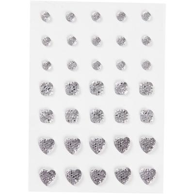Vivi Gade Strasstenen, rond, vierkant, hart, afm 6+8+10 mm, zilver, 35 stuk/ 1 doos