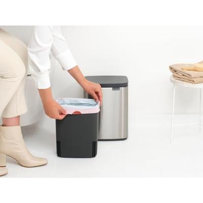 Brabantia Bo afvalemmer 7 liter met kunststof binnenemmer matt steel fingerprint proof - thumbnail